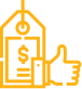 Price tag and thumbs up graphic