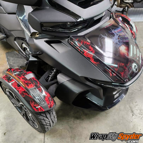 Can-am-Spyder-RT-Limited-Dragon-flames-wrap-kit-pre-cut-frunk,-fenders,-saddlebags